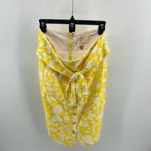 Anthropologie yellow white limited print skirt 8